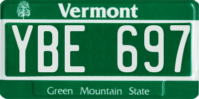 VT license plate YBE697