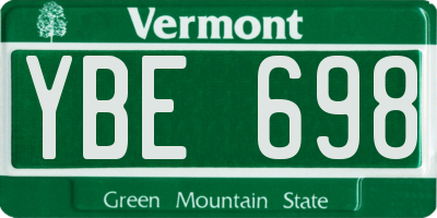 VT license plate YBE698