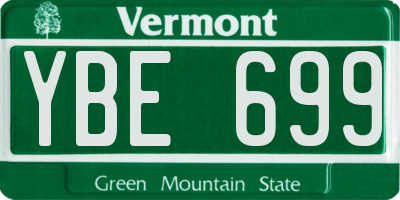 VT license plate YBE699