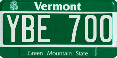 VT license plate YBE700