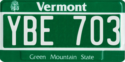 VT license plate YBE703