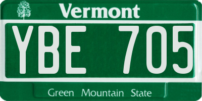 VT license plate YBE705