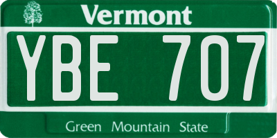 VT license plate YBE707