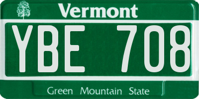 VT license plate YBE708