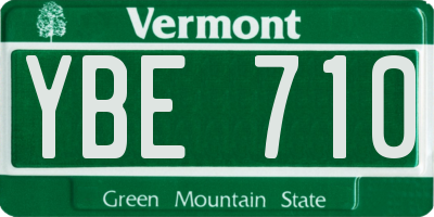 VT license plate YBE710