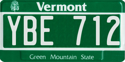VT license plate YBE712