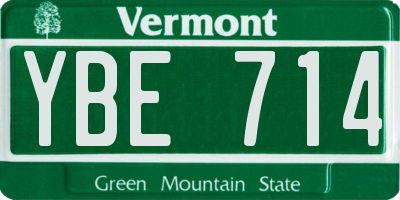VT license plate YBE714