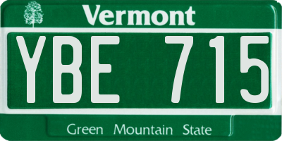 VT license plate YBE715