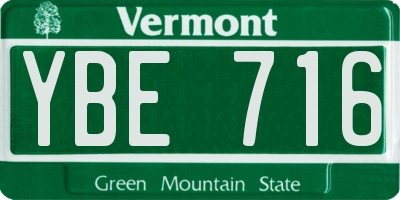 VT license plate YBE716