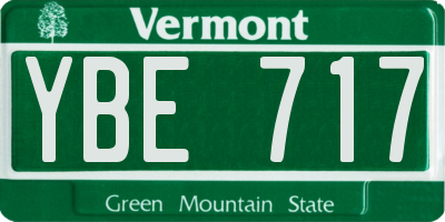 VT license plate YBE717