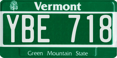 VT license plate YBE718