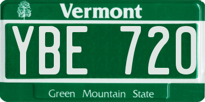 VT license plate YBE720