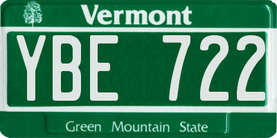 VT license plate YBE722