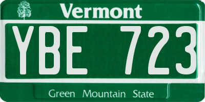 VT license plate YBE723