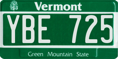 VT license plate YBE725