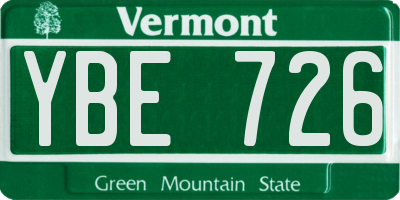 VT license plate YBE726