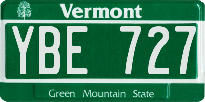 VT license plate YBE727