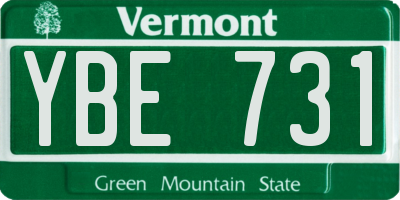 VT license plate YBE731