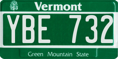 VT license plate YBE732