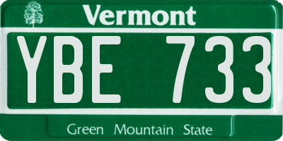 VT license plate YBE733