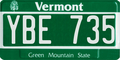 VT license plate YBE735