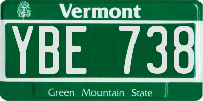 VT license plate YBE738