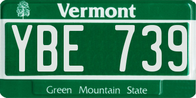 VT license plate YBE739