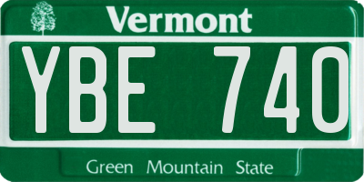 VT license plate YBE740