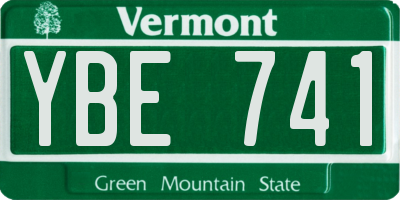 VT license plate YBE741