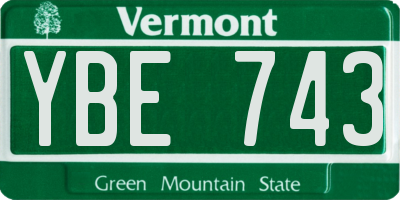 VT license plate YBE743