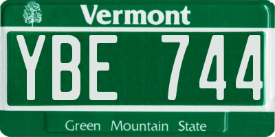 VT license plate YBE744
