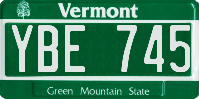 VT license plate YBE745