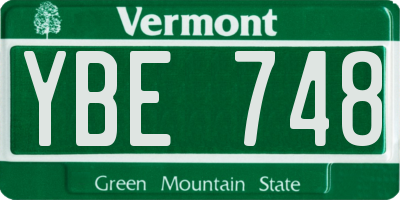 VT license plate YBE748
