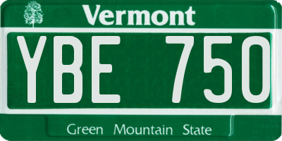 VT license plate YBE750