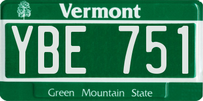 VT license plate YBE751