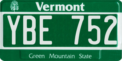 VT license plate YBE752