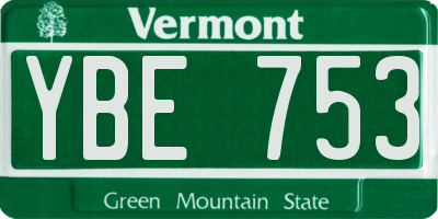 VT license plate YBE753