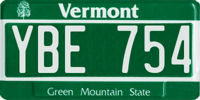 VT license plate YBE754
