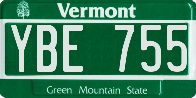 VT license plate YBE755