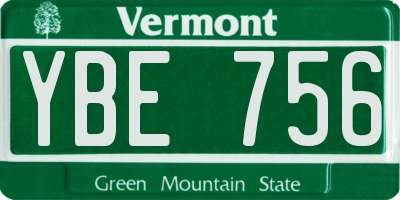 VT license plate YBE756
