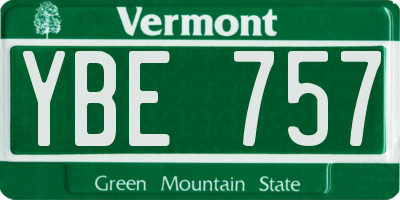 VT license plate YBE757