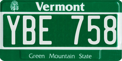 VT license plate YBE758