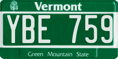 VT license plate YBE759