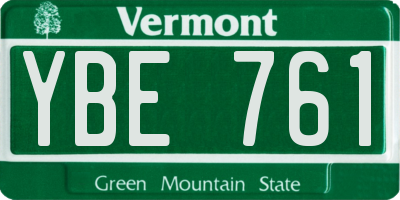 VT license plate YBE761