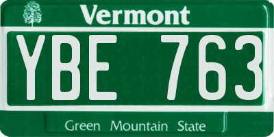 VT license plate YBE763