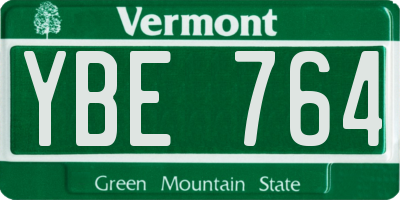 VT license plate YBE764