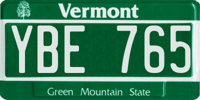 VT license plate YBE765