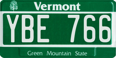 VT license plate YBE766