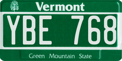 VT license plate YBE768
