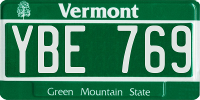 VT license plate YBE769